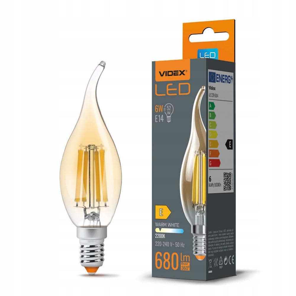 Ampoule LED Videx à filament rétro flamme E14 6 W 680 lm Blanc chaud 2200 K