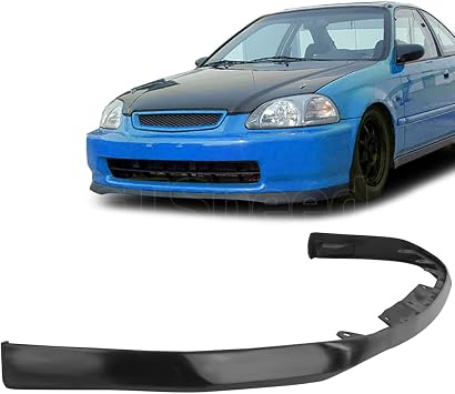 Compatible with/Replacement for Front Bumper Lip, SiR Style PU Front Lip Spoiler Black, Fits 1996 1997 1998 Honda Civic Coupe Hatchback Sedan