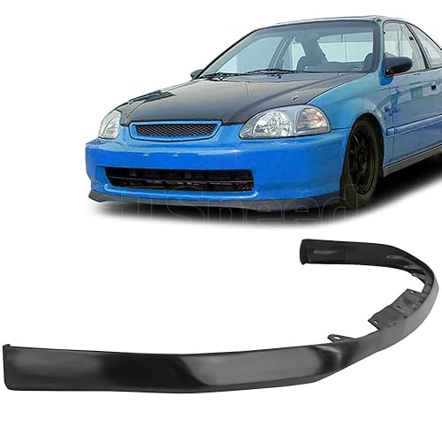 GT-Speed Compatible with/Replacement for Front Bumper Lip, SiR Style PU Front Lip Spoiler Black, Fits 1996 1997 1998 Honda Civic Coupe Hatchback Sedan