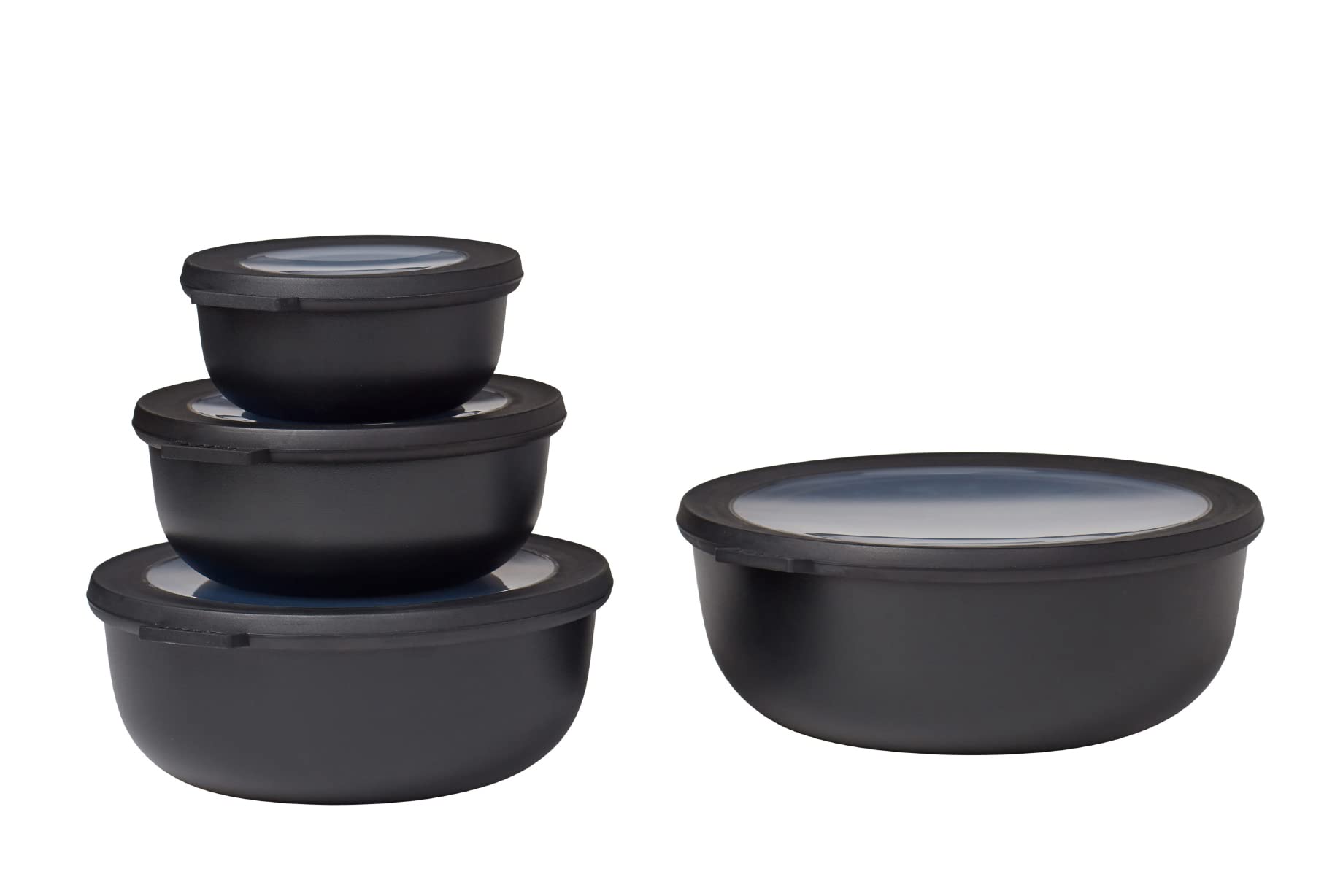 Mepal – Multi Bowl Cirqula 4-Piece Set – Food Storage Container with Lid - Suitable as Airtight Storage Box for Fridge & Freezer, Microwave Container - 350, 750, 1250, 2250ml - Nordic black — image 1