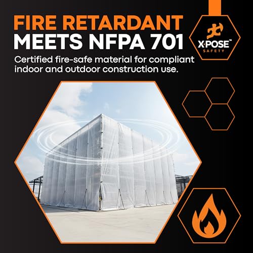 Image of Xpose Safety 6 Mil White String Reinforced Poly Sheeting - Bulk Full Pallet 35 Packs - 20' x 100' Fire Retardant Roll - UV Resistant, Waterproof - Perfect for Construction, Painting, Cleanup