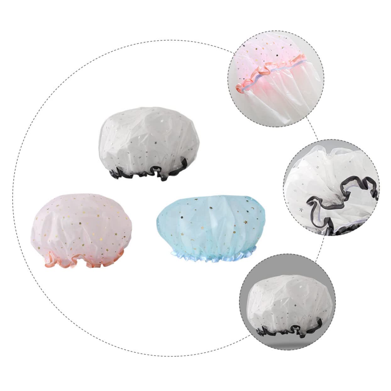 Beavorty 5 Set di Cuffie da in Filato Eva Cuffie da Bagno Elastiche a Doppio per Donna 3 Pezzi*5