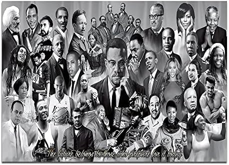 African American Great Black History Month Vintage Art Martin Luther King Obama King Malcolm X Poster Art Poster Home Decor Canvas Print Wall Art Office Decor (16x24 inch unframed)