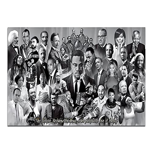 African American Great Black History Month Vintage Art Martin Luther King Obama King Malcolm X Poster Art Poster Home Decor Canvas Print Wall Art Office Decor (16X24 Inch Unframed) #TOP1