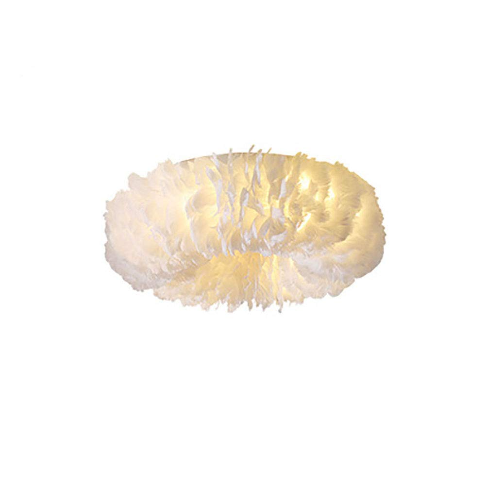 DOGACA White Feather Chandelier 8-lights Modern Ceiling Light Fxture Semi Flush Mount Romantic Ceiling Lamp For Bedroom Bathroom Hallway Kitchen Basement-White 50cm