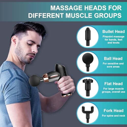 TOCH Massage Gun Deep Tissue for Athletes Percussion Muscle Massager with 6 Speed for Pain Relief 4 Massage Gun Head for Back, Neck, Body(Black+Rose) - Image 6