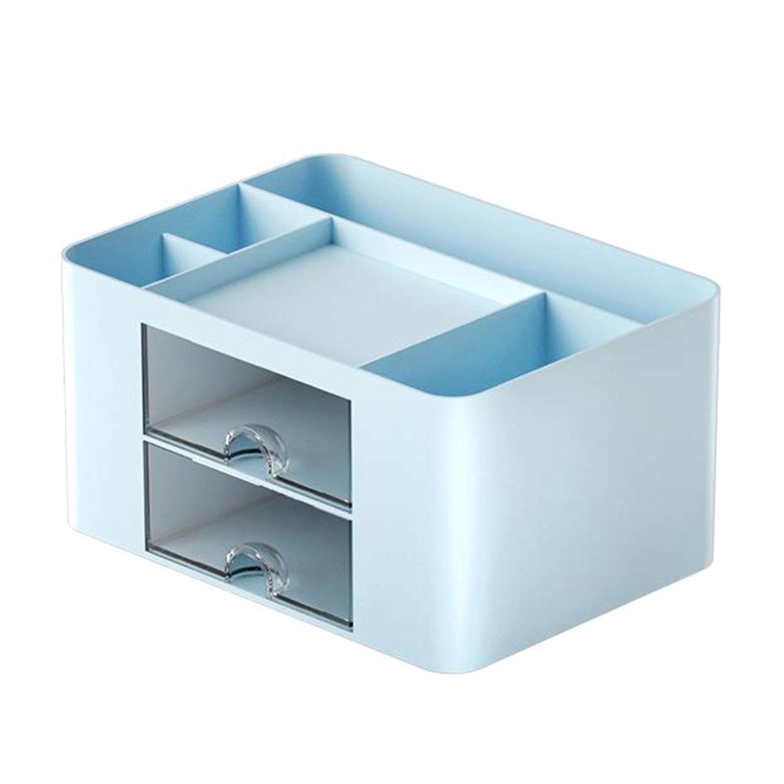 HZGFNBZ Multifunctional Desk Storage Organiser with 2 Sliding Drawers 5 Compartments Large Capacity Desk Pen Storage Container ABS Desktop Organiser