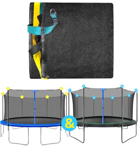 Zoomster Trampoline Enclosure Net Replacement Safety Enclosure Net Suitable for Round Trampoline with Both 6 Poles and 8 Poles Breathable and Weather-Resistant (15FT)