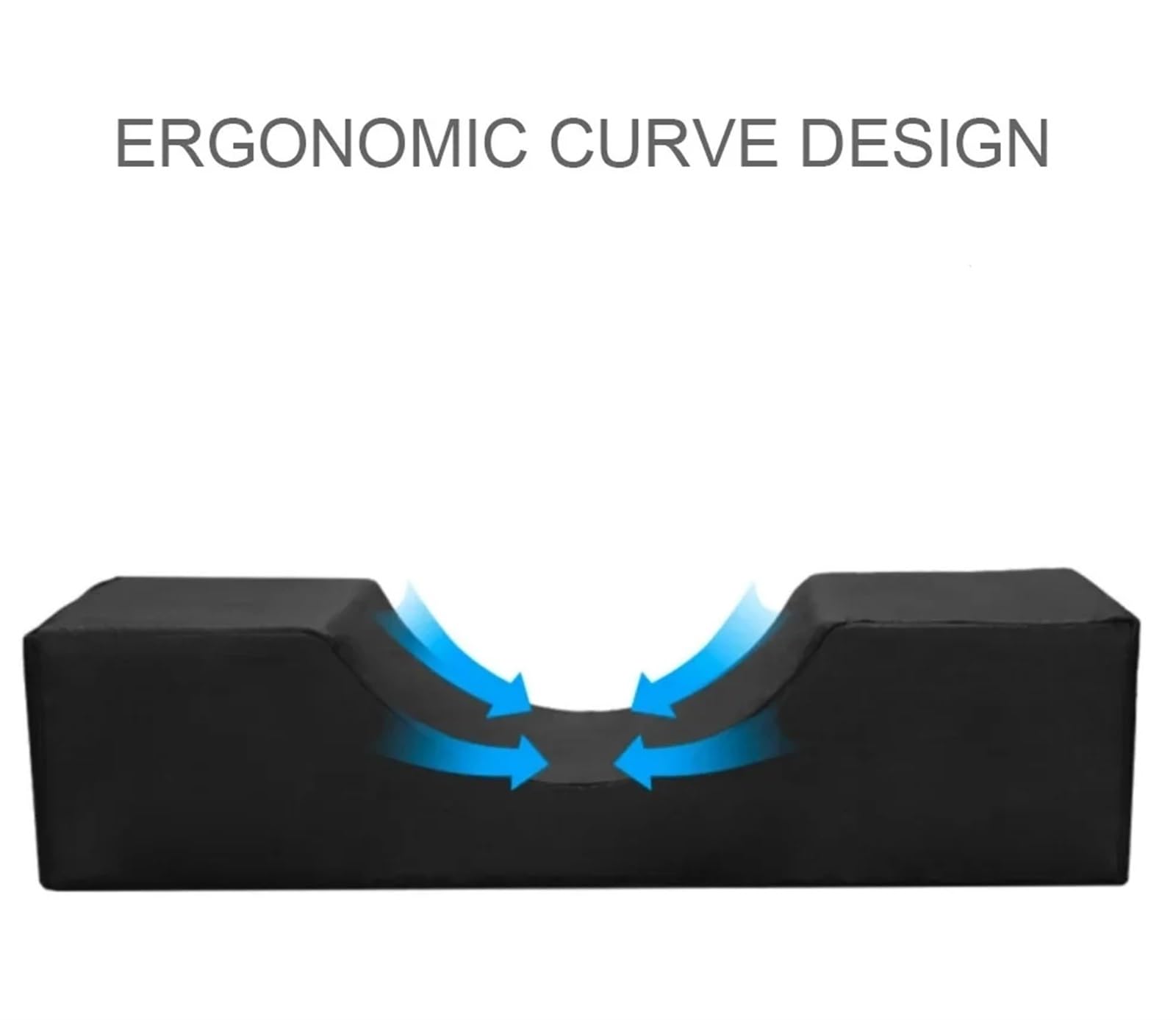 Amagogo Cuscino Memory Foam Per Estensioni Ciglia - Ergonomico A U Con Federa In Velluto, Supporto Per Collo E Schiena (Nero, 57x32x11 Cm)