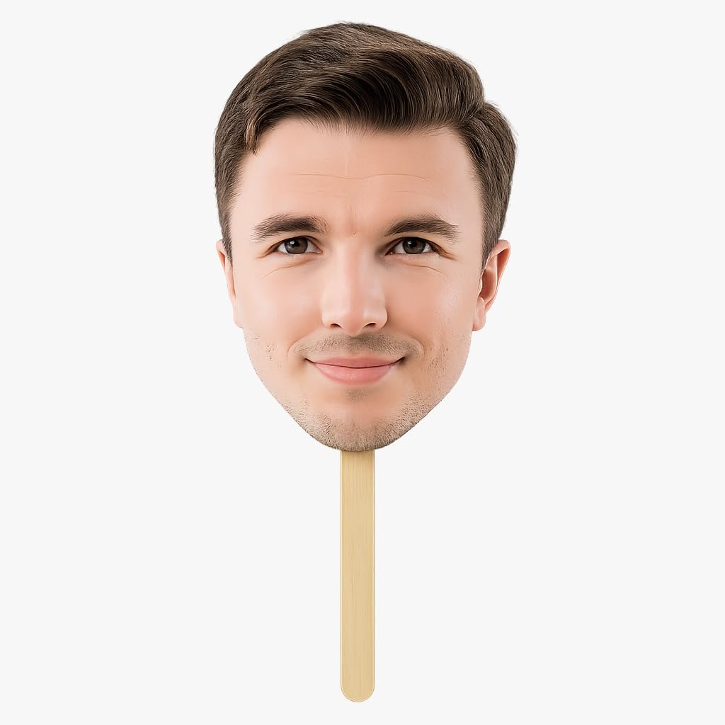 Custom Face Head on a Stick, Personalised Photo Cutout, 20.3 cm