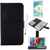 Samsung Galaxy S5 Case for Galaxy S5 / Galaxy SV / Galaxy S V (2014) RUBAN(TM) Slim Leather Wallet Flip Stand Case Cover With Credit ID Card Holder / Money Pockets + Free Screen Protector & Stylus (for Verizon, AT&T Sprint, T-mobile, Unlocked) (!Black)