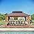 GAZEBEST 12' X 16' Permanent Hardtop Gazebo, Outdoor Galvanized Steel Double Roof Pavilion Pergola Canopy Wood-Looking with Aluminum Frame and Privacy Curtains for Garden,Patio Backyard,Deck and Lawns