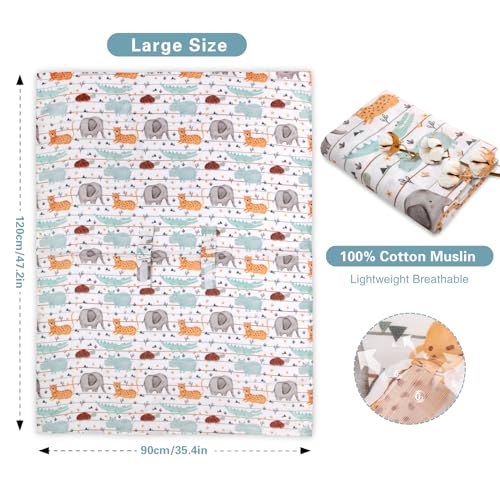 Image of Metplus Car Seat Cover Baby boy, 100% Muslin Cotton Infant Carseat Covers, Lightweight Breathable Car Seat Canopy, Summer Stroller Sun Shade, Newborn Travel Essentials(Animal Party)