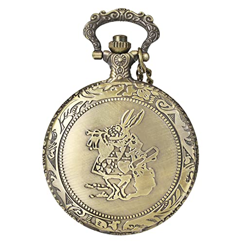 MORFONG Movie Theme Rabbit Design Pocket Watch Quartz Pocket Watches for Men Women Birthday Christmas Gifts with Box & Necklace