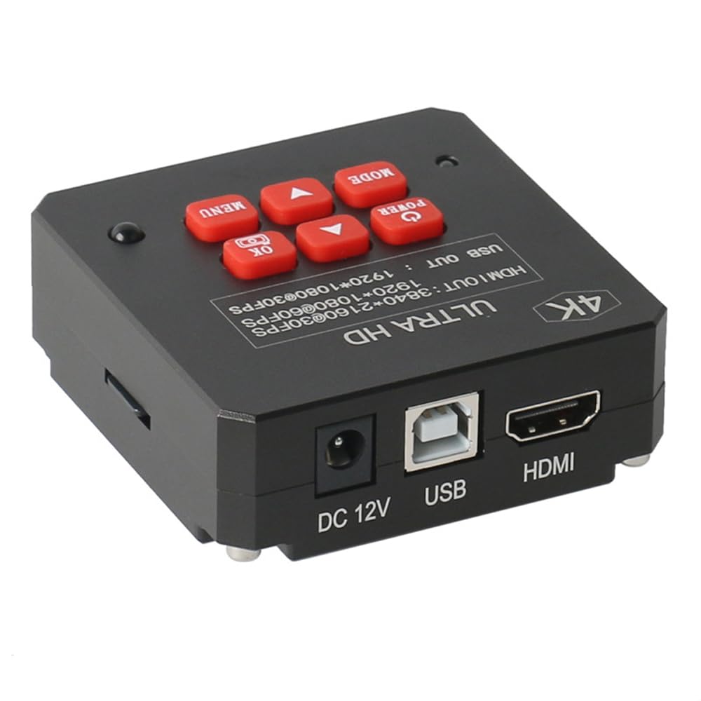 Videocamera per microscopio Industriale USB HD 4K HDMI e Obiettivo 100X con Attacco C con Luce ad Anello Regolabile a 56 LED per PCB del Telefono Tablet PC