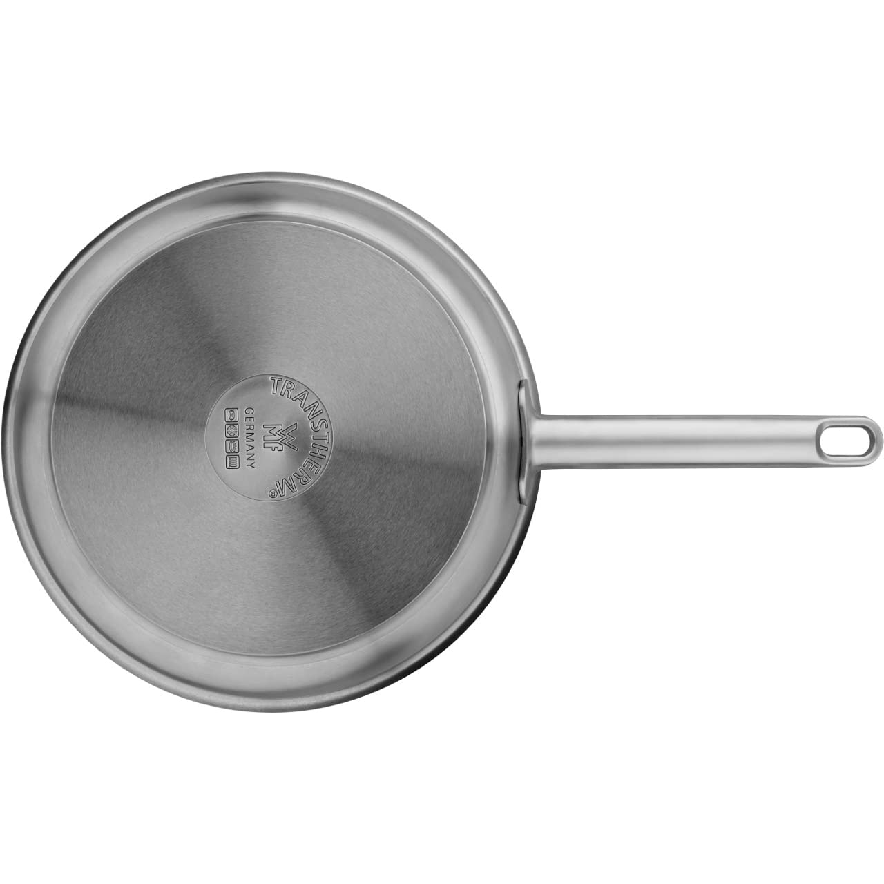 WMF Patelnia Ultimate 28 cm ze stali nierdzewnej, niepowlekana, płaska, płaskie dno, indukcyjna, polerowana stal nierdzewna Cromargan, nadaje się do piekarnika, nadaje się do mycia w zmywarce
