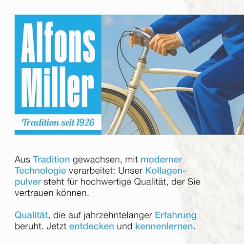 100% reines Kollagen Pulver 1000 g – Kollagen Peptide – Collagen Protein – Millers Alpha-Gel – Ohne Zusatzstoffe – Geschmacksneutral – Collagen Pulver – Alfons Miller – Deutsches Familienunternehmen