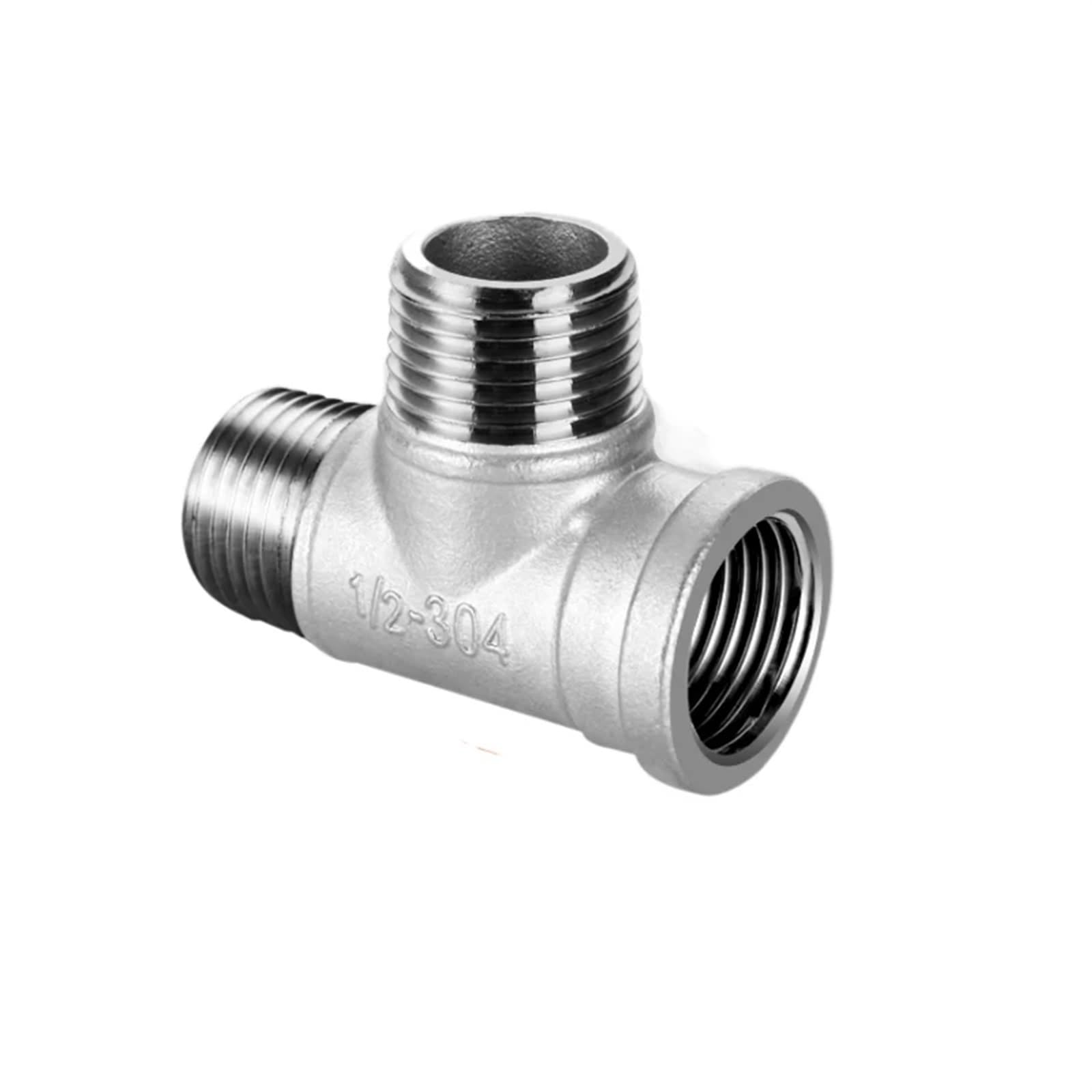 Conector en T de 3 vías Accesorio de tubería en T 3 vías con Rosca Macho + + Hembra, DN6/DN8/DN15/DN25, 1/4", 1/2", 3/4", 1", 1-1/4", BSP, Acero Inoxidable(Male Female Thread,1")