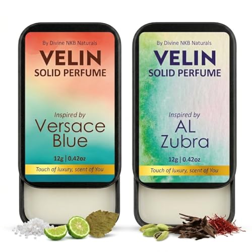 Image of I Blue & Al Zubra | 12g Each pack | Solid Perfume Inspired | Pack Of 2 | Non-Greasy | Pocket Perfume Gifting Set | Unsex Perfumes | Long-Lasting & Strong Cologne Fragrance Balm | Ideal Gift for Him & Her