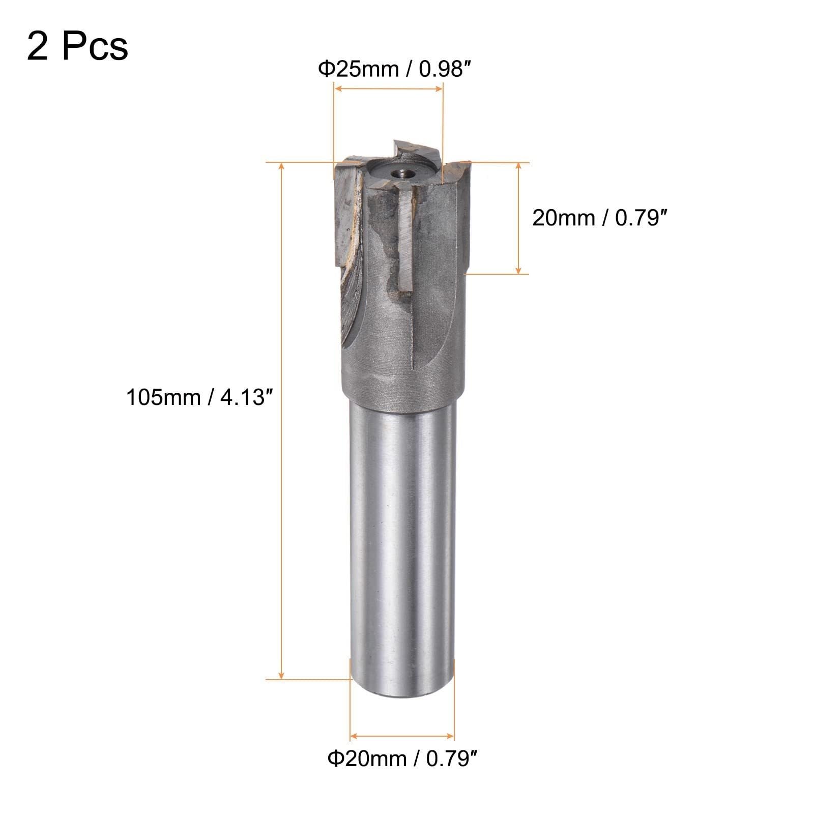2 Stück Schaftfräser Mit Quadratischem Ende, Schneiddurchmesser 25 Mm, Hartmetallspitze, 4 Gerade Schneiden, 20 Mm Schaftdurchmesser(25mm)