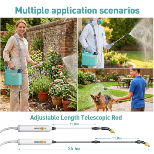 Image of Tarden 1.8 Gallon Battery Powered Garden Sprayer, 3 Nozzles, 5 Patterns