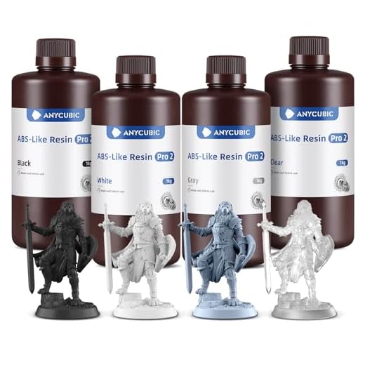 ANYCUBIC 3D Printer Resin Bundle, ABS-Like Resin Pro 2 with Enhanced Strength and Toughness, Performance far Superior to ABS-Like Resin, Grey+Clear+White+Black,1kg per Bottle, 4kg in Total
