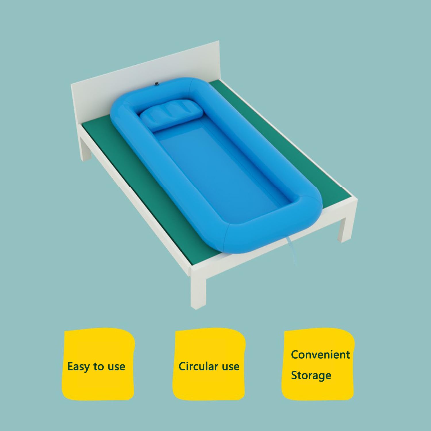 Kit de bañera inflable para ducha, ayuda de cama para personas mayores con discapacidades postradas en cama, con bomba de aire, bañera portátil para adultos