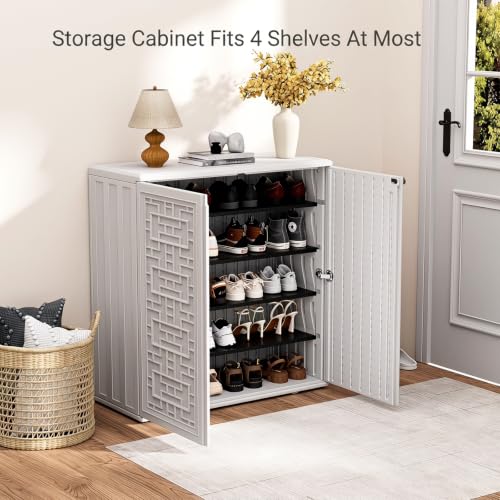 Image of KINYING Outdoor Storage Cabinet,62 Gallon Resin Storage Box,White