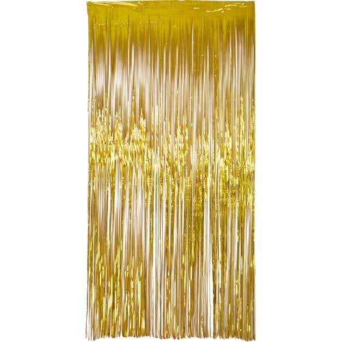 Folat 27584 Cortina de fiesta - Laser Beam Oro - 1 x 2 m - Serpentinas de aluminio para bodas, fiestas, decoración, fotomatón y decoración de escenarios de festivales.