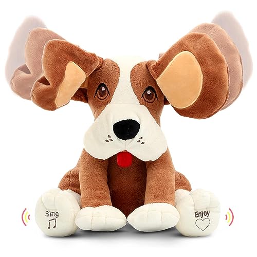 Bundaloo Animated Plush Peek A Boo Singing Dog with Floppy Ears | Plays Peek-A-Boo & Sings Do Your Ears Hang Low