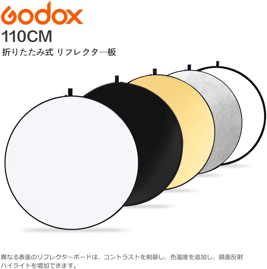 Bеѕt Cуbеr Mоndау 🔥 GODOX 43” 110cm 5-in-1 Collapsible Round Portable Disc Light Reflector with Bag for Studio and Photography - Gold, Silver, Black, White, Translucent (RFT05-110cm)