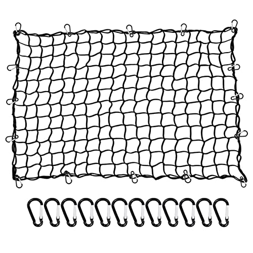 Big Ant 4'x5' Bungee Cargo Net for Pickup Truck Bed - Heavy Duty Cargo Netting with 16 D Clip Carabiners, Small 4' x4” Mesh Holds Small and Large Loads Tighter