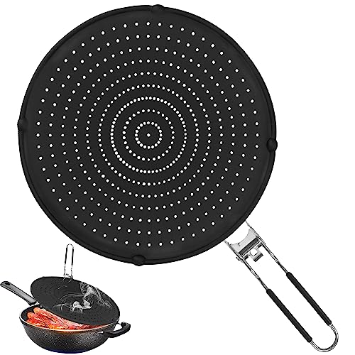 PANGTON VILLA 32cm Silikon Spritzschutz für Bratpfanne, Mehrzweck-Spritzschutz Pfannen,...