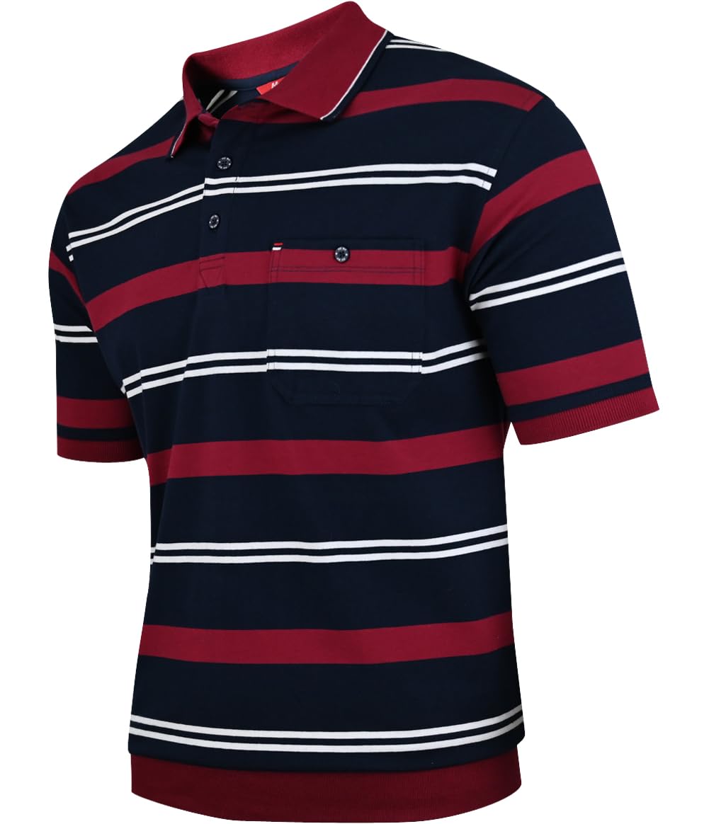 Soltice Herren Kurzarm Poloshirt, Polohemd Kragen, Gestreifte Blousonshirt mit Brusttasche aus Baumwoll-Mix (M bis 3XL)