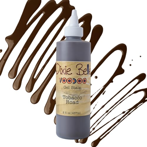 Dixie Belle Voodoo Gel Stain - Tobacco Road (8oz) - Warm Brown Water-Based Stain for Wood Projects - Wood Grain Enhancer - 8 Fl Oz
