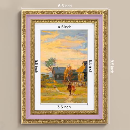 Image of eletecpro 5x7 Vintage Picture Frame, Glass Cover, Pink Gold, 2-Pack | Display Photo 4x6 with Mat or 5x7 without, Horizontal or Vertical, Tabletop or Wall Decor