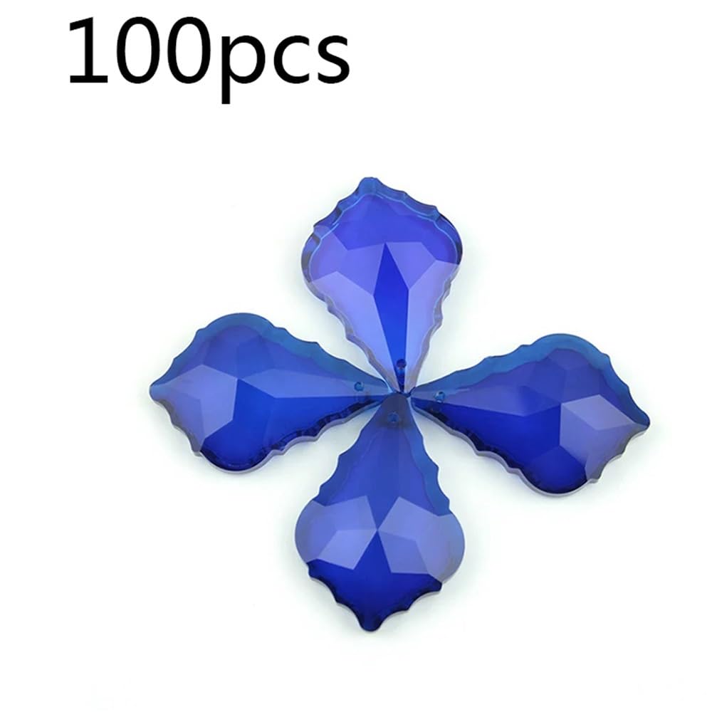 Pendentif en verre d'ornement de prisme de feuille d'érable en cristal optique K9 bleu foncé 38mm-76mm for la décoration(50mm 100pcs)