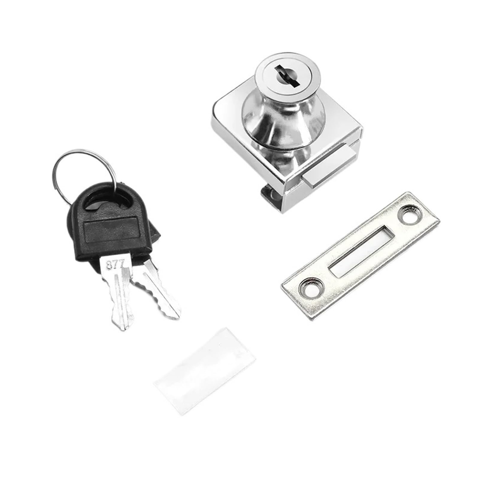 Glass Door Lock Single Glass Lock Zinc Alloy Showcase Cabinet Door Cylinder Sliding Push Locks for Furniture Hardware(Single Cabinet)