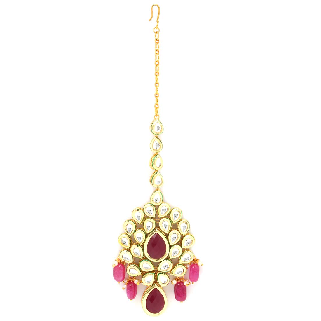 Yellow Chimes Traditional Gold Plated Kundan Studded Pink Moti Designer Ethnic Maang Tikka for Women and Girls (B08KHDFDNM) Amazon Price History, Amazon Price Tracker