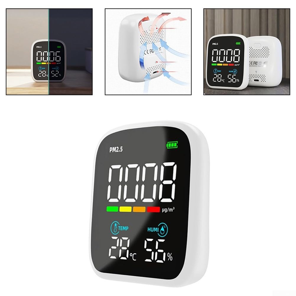 Misuratore di qualità dell'aria con controllo WiFi e app, analizzatore PM2.5 per temperatura e umidità, display digitale a LED, ricarica di tipo C (senza WiFi)