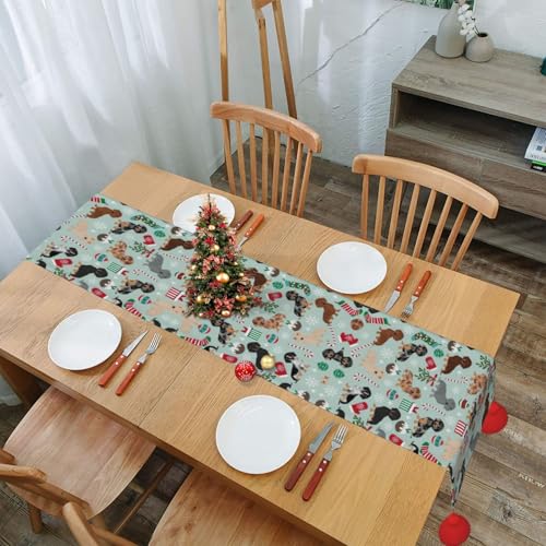 Chemin de table imprimé chien en lin de coton chic pour table basse - 8
