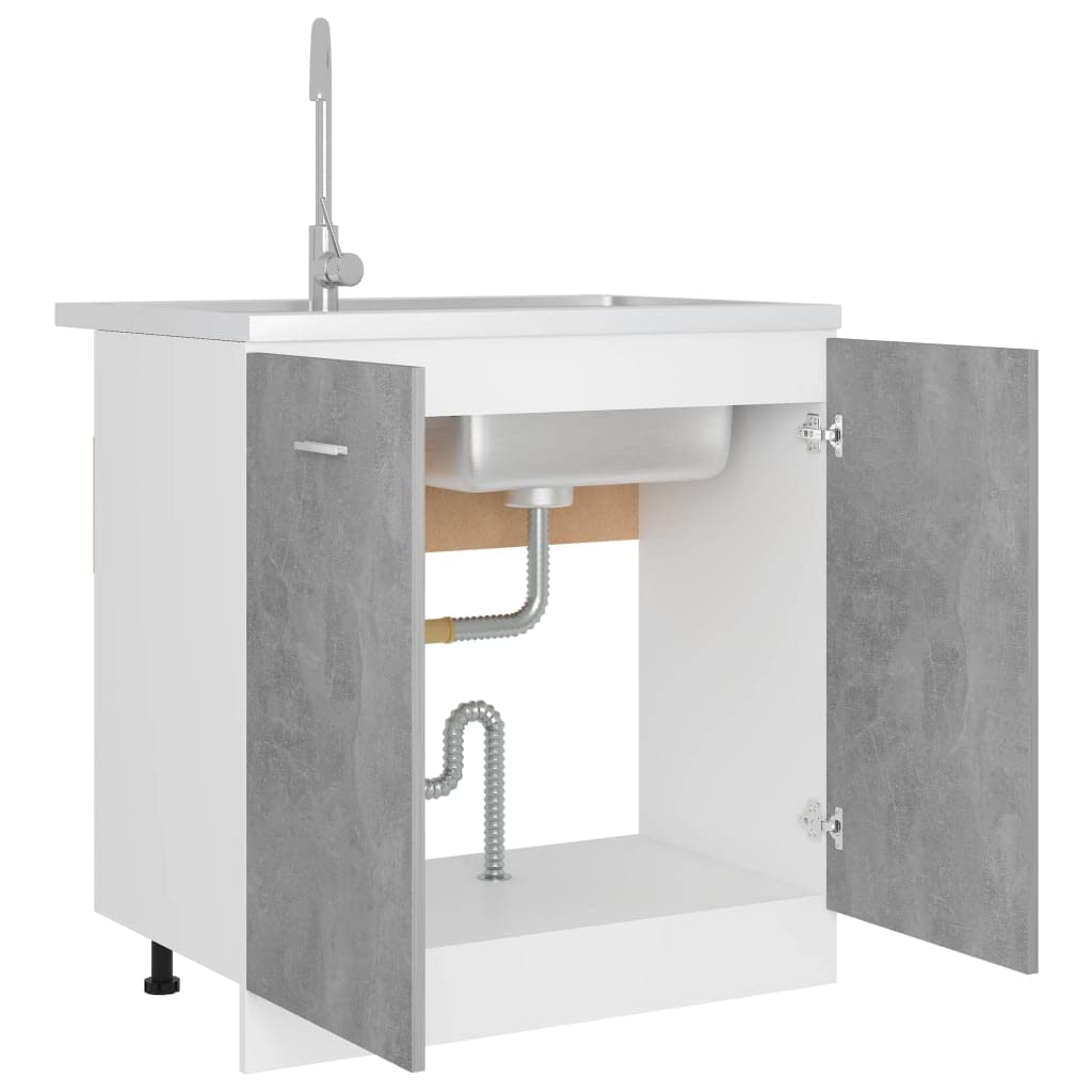 vidaXL Armoire de Plancher d'évier Gris béton 80x46x81,5 cm Aggloméré