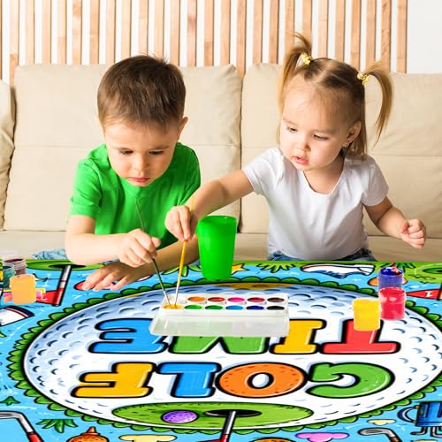 Image of OHOME Golf Giant Coloring Poster /Tablecloth - Golf Accessories Decorations | 30 x 72 Inches Jumbo Paper Coloring Banner - Kids Crafts Gifts Toys Games Golf Party Decorations - Arts Crafts Supplies
