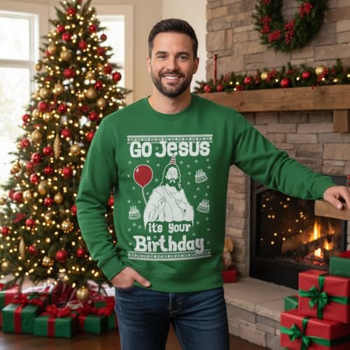 Tstars Birthday Boy Jesus Ugly Christmas Sweatshirt Men Funny Xmas Holiday | Soft Fleece Funny Sweatshirt; Great For Christmas, Ugly Sweater Party, Christian Holiday, Festive Xmas Gift 2 Tstars Birthday Boy Jesus Ugly Christmas Sweatshirt Men Funny Xmas Holiday
