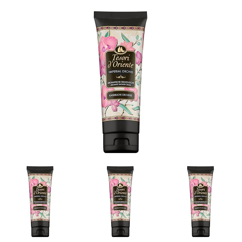 TESORI D'ORIENTE Cremedusche 'Imperial Orchid' 250 ml, aromatisches Duschgel mit kaiserlicher Orchidee, Wellness-Rituale für Körper & Sinne (Packung mit 4)