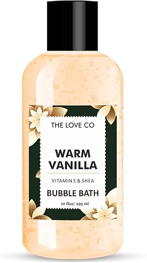THE LOVE CO Warm Vanilla Bubble Bath For Bath Tub – Aromatherapy Epsom Salt Based Bubble Bath Soap and Luxury Bath Oil for Dry Skin – Moisturising and Relaxing – For Kids &…