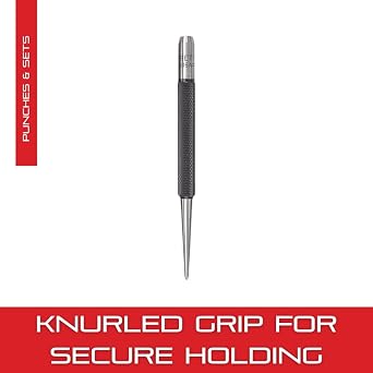 Starrett Steel Prick Punch with Knurled Grip for Precise Positioning and Secure Holding - Hardened and Tempered Steel, 4 Length, 5/64 Diameter Tapered - 816A