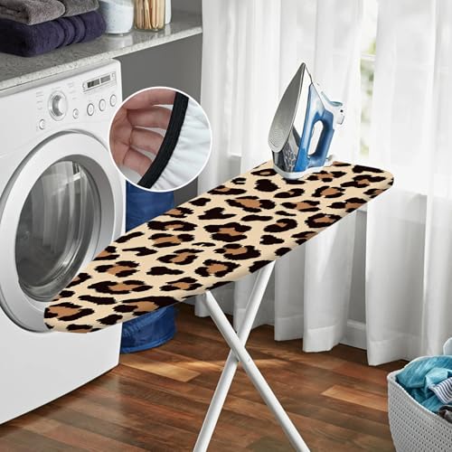 Image of Nuxovilar Leopard Print Ironing Board Cover 15x54 Polyester | Iron Pad Scorch Guard laundry helper protective board shield home laundry room craft studio (Leopard)