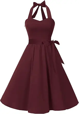 Topdress Women'sVintage Polka Audrey Dress 1950s Halter Retro Cocktail Dress