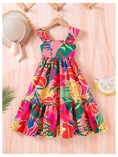 SOLY HUX Toddler Girl's Summer Dress Floral Print Square Neck Sleeveless Flowy Maxi Long Dresses4